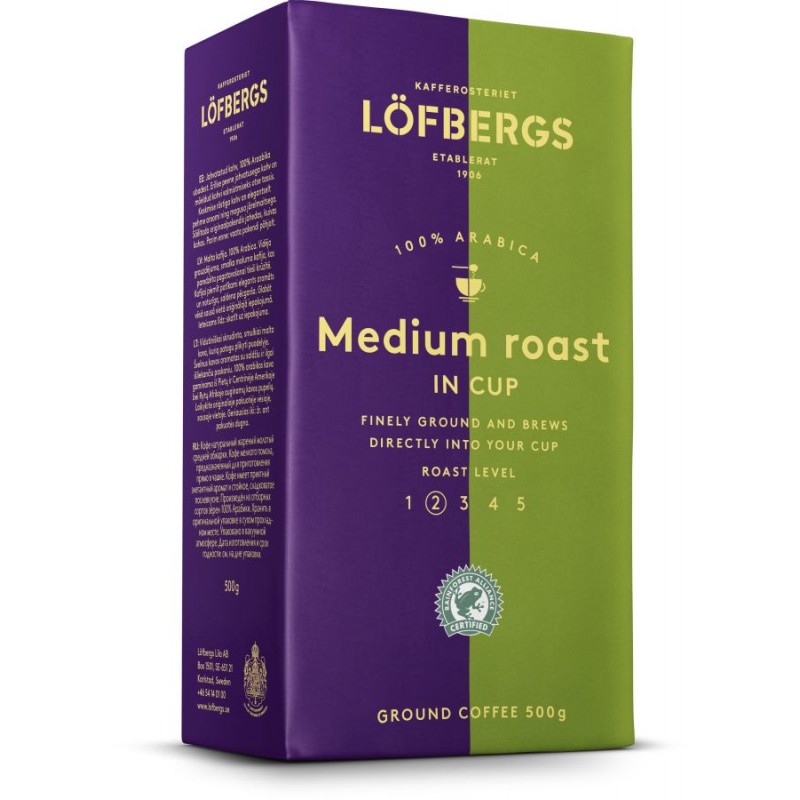 Молотый кофе Lofbergs Medium Roast In Cup 500 гр (Арабика 100%, Швеция)