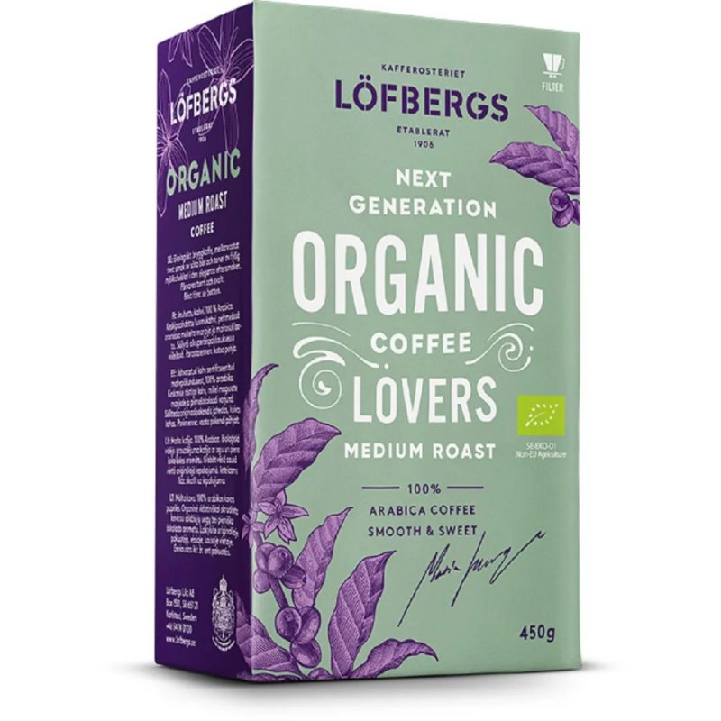 Молотый кофе Lofbergs Organic Medium Roast 450 гр (Арабика 100%, Швеция)