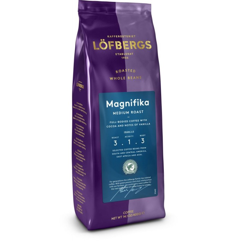 Кофе в зернах Lofbergs Magnifika 400 гр (Арабика 90%, Швеция)