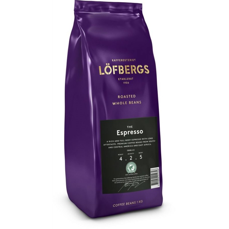 Кофе в зернах Lofbergs THE Espresso 1 кг (Арабика 85%, Швеция)